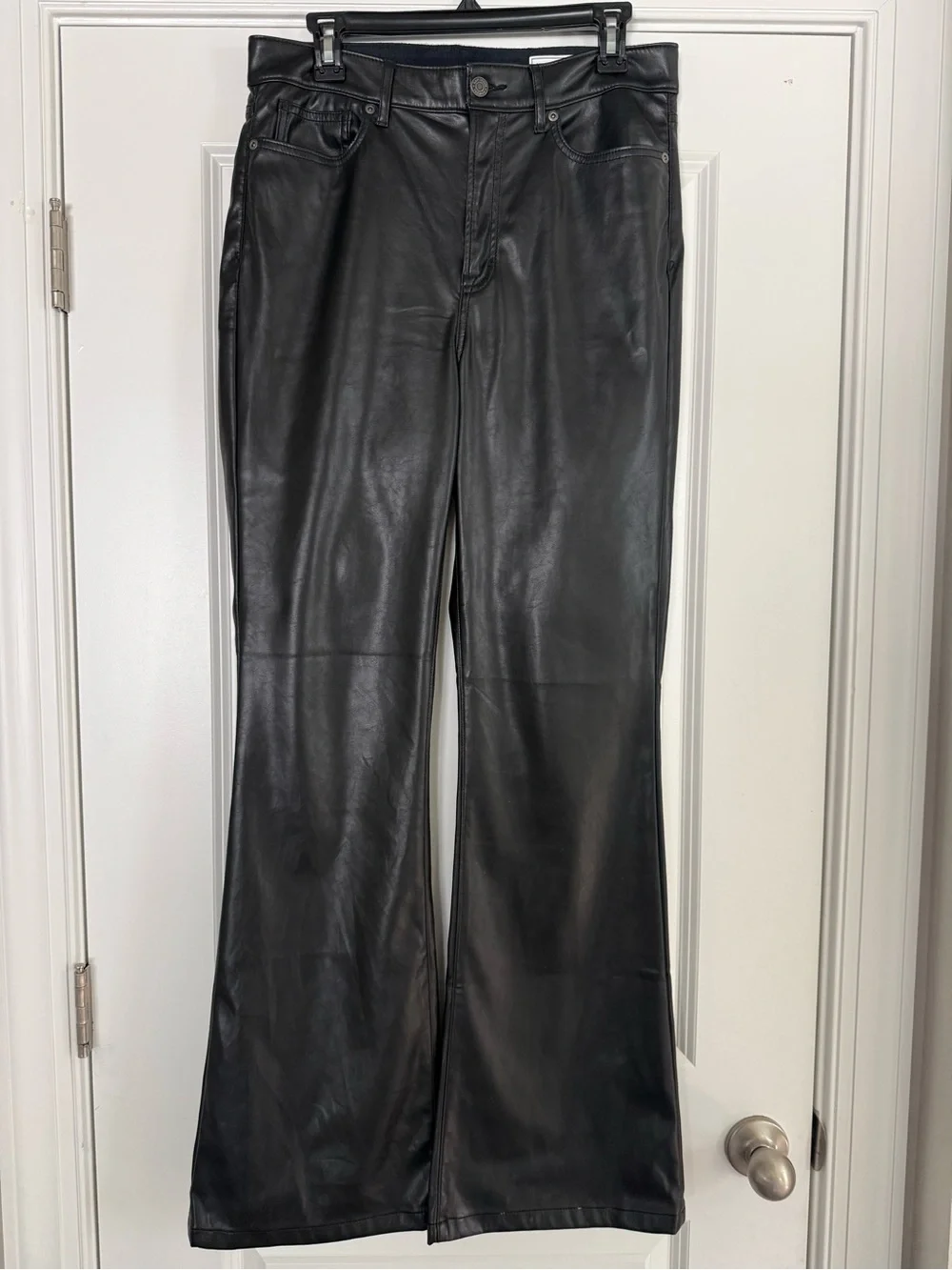 Gap High Rise Vegan Leather 70s Flare Pant Long